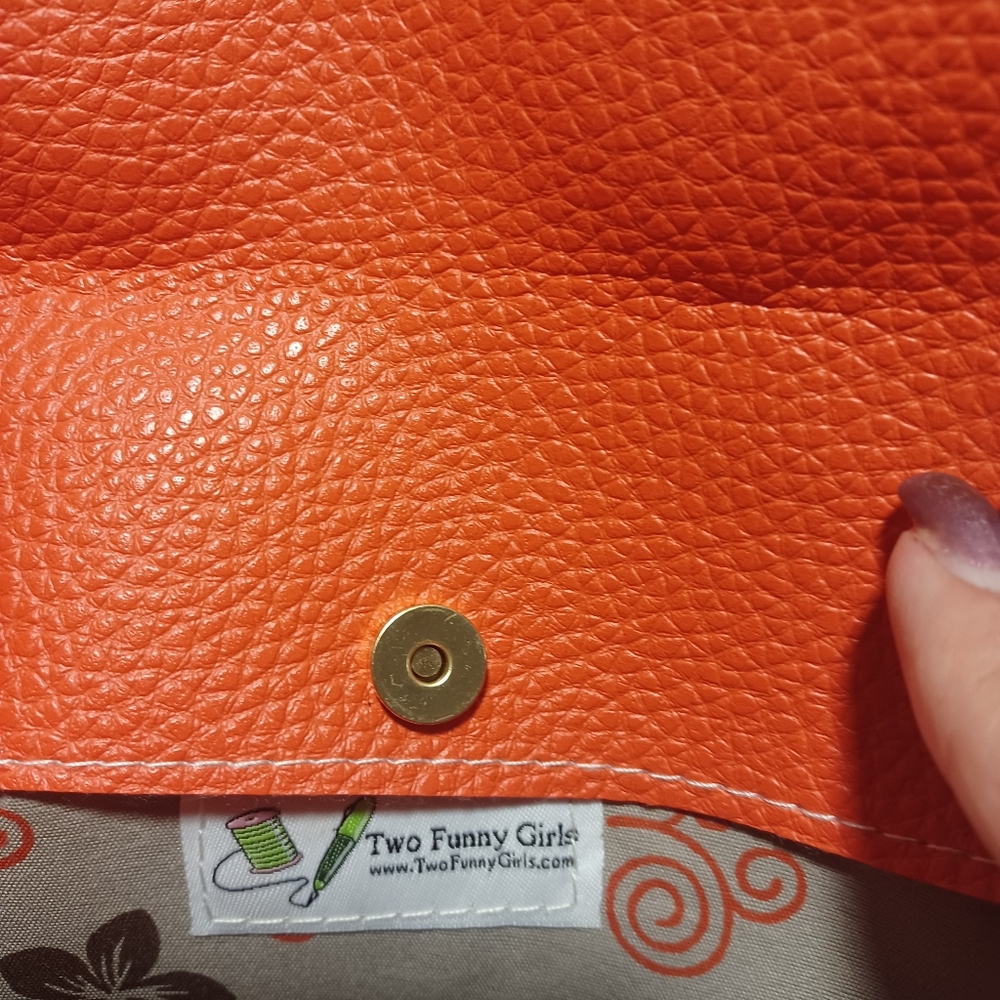 Orange Envelope Clutch with Gold Chain - Picture 8 of 10